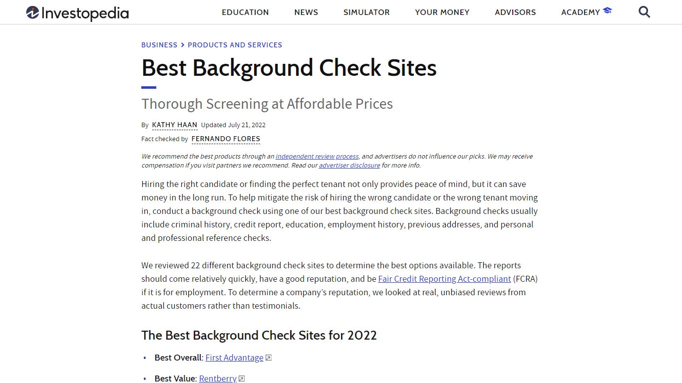 The Best Background Check Sites for 2022 - Investopedia